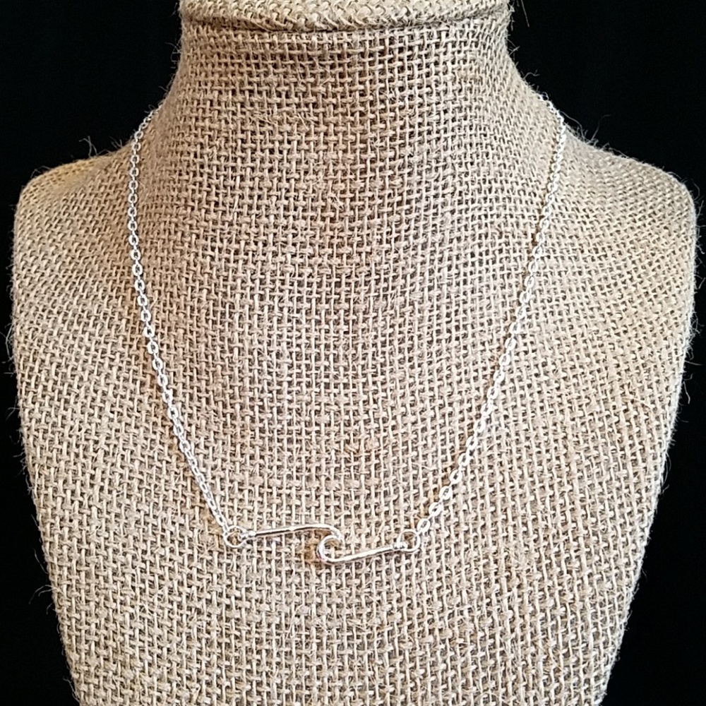 Silver ocean wave necklace